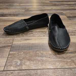 Adam Tucker by Me Too Black Leather Flats Round Toe Women's Size 8.5M